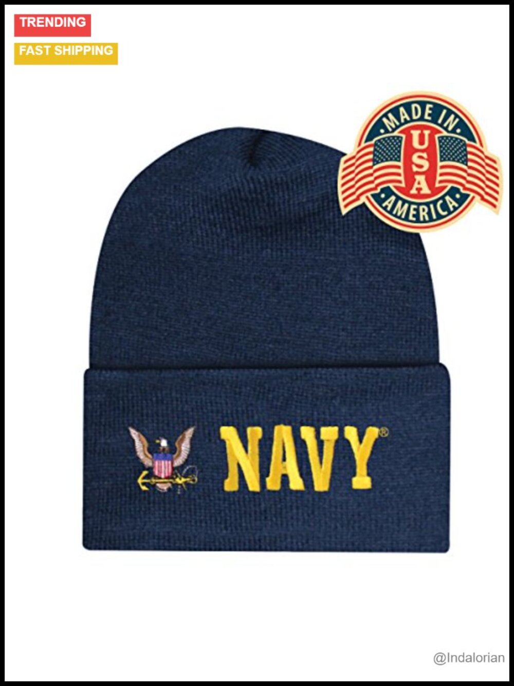 Officially Licensed USN Navy Eagle Embroidered Beanie Cap Stocking Hat Military